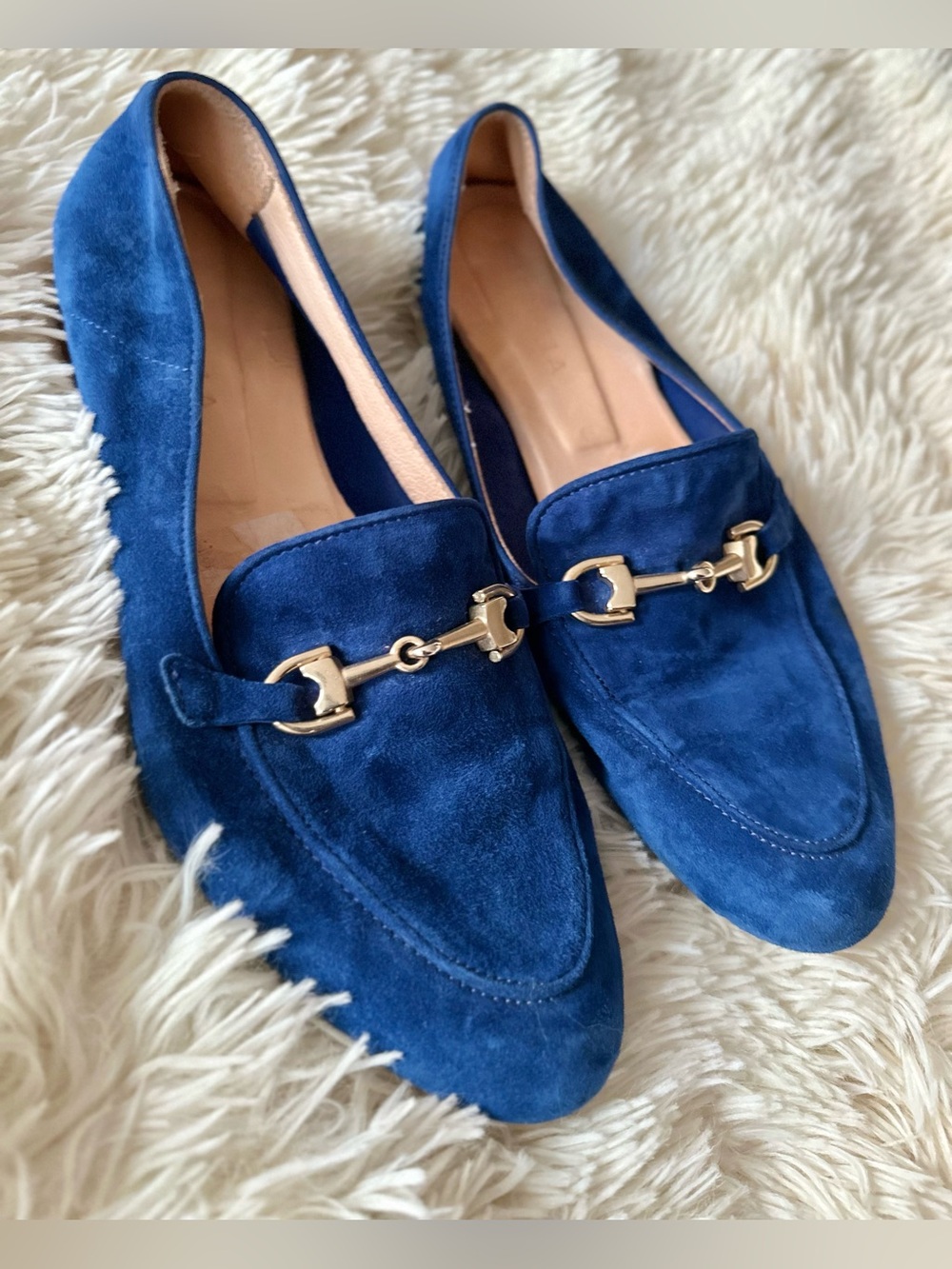 Blue Suede Horsebit Loafers - Women - Picture 8 of 10